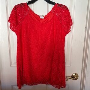 Brittany Black -Red Orange Lace Top Lined size medium Y2K